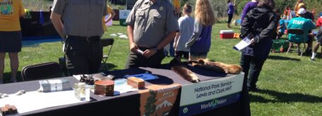 The National Park Service has a table with furs and other items.